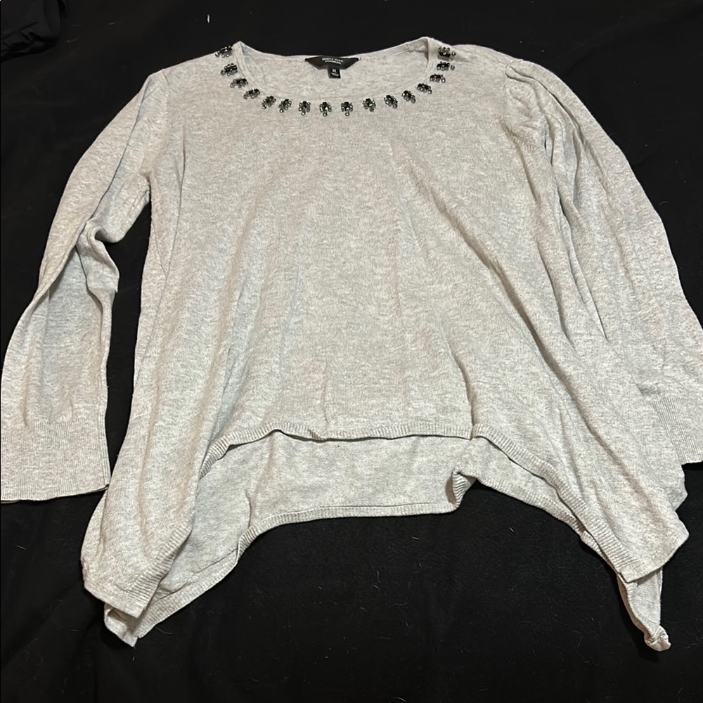 Simply Vera Vera Wang Gray and Black Long Sleeve Tee